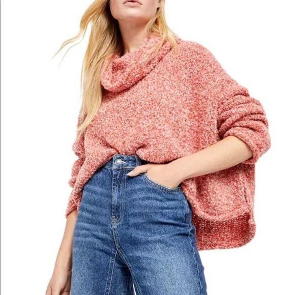 FREE PEOPLE BFF Sweater Cowl Neck Oversized Crop Sweater Size Small